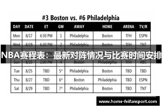 NBA赛程表：最新对阵情况与比赛时间安排