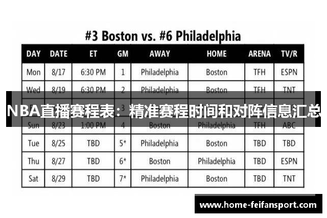 NBA直播赛程表：精准赛程时间和对阵信息汇总